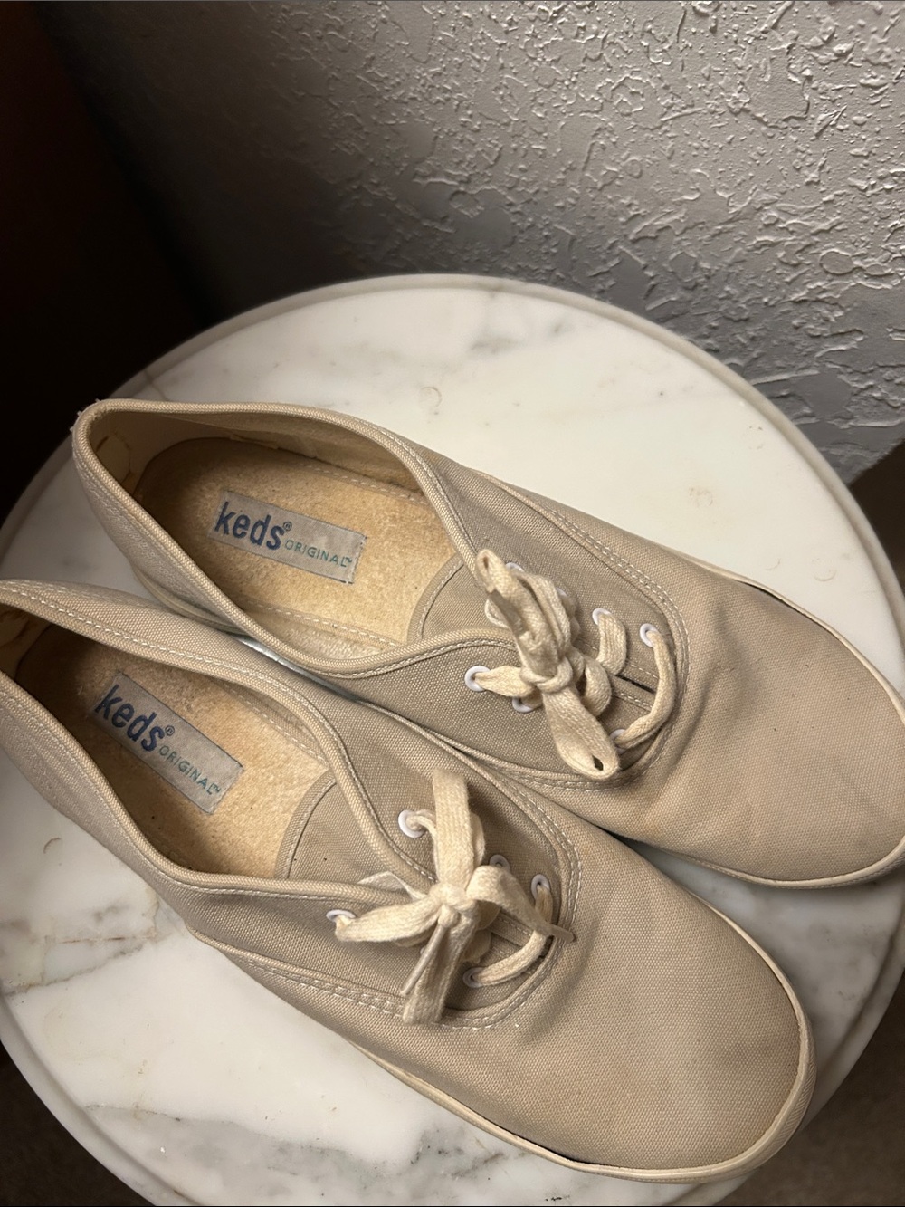 Women’s Keds Canvas Low-Top Sneakers in Tan. 10